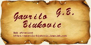 Gavrilo Biuković vizit kartica